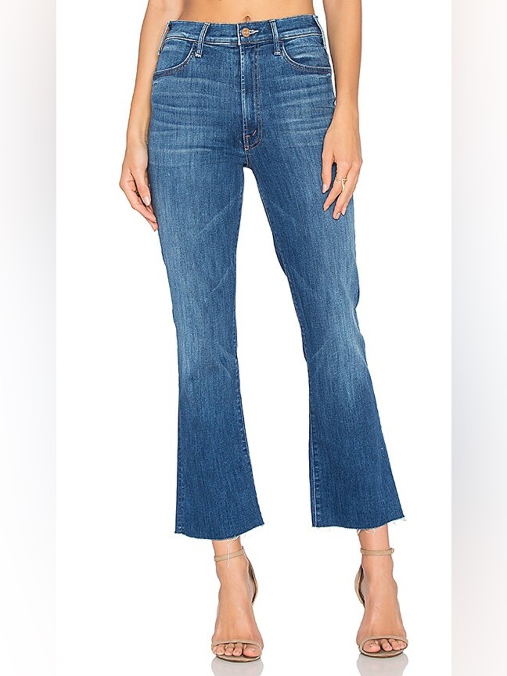 Mother The Hustler Ankle Fray Jeans in Sweeter The Juice Crop Flare High Rise 26